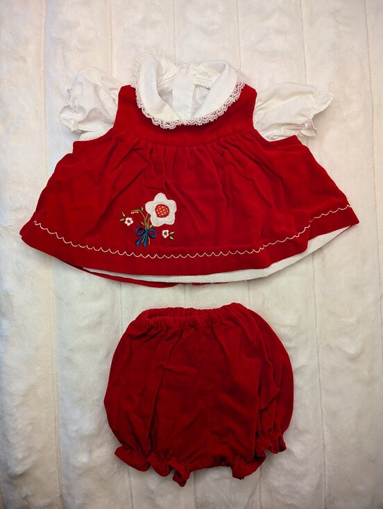Other - Vtg 1980s Floral Embroidered 2 Piece Infant Set